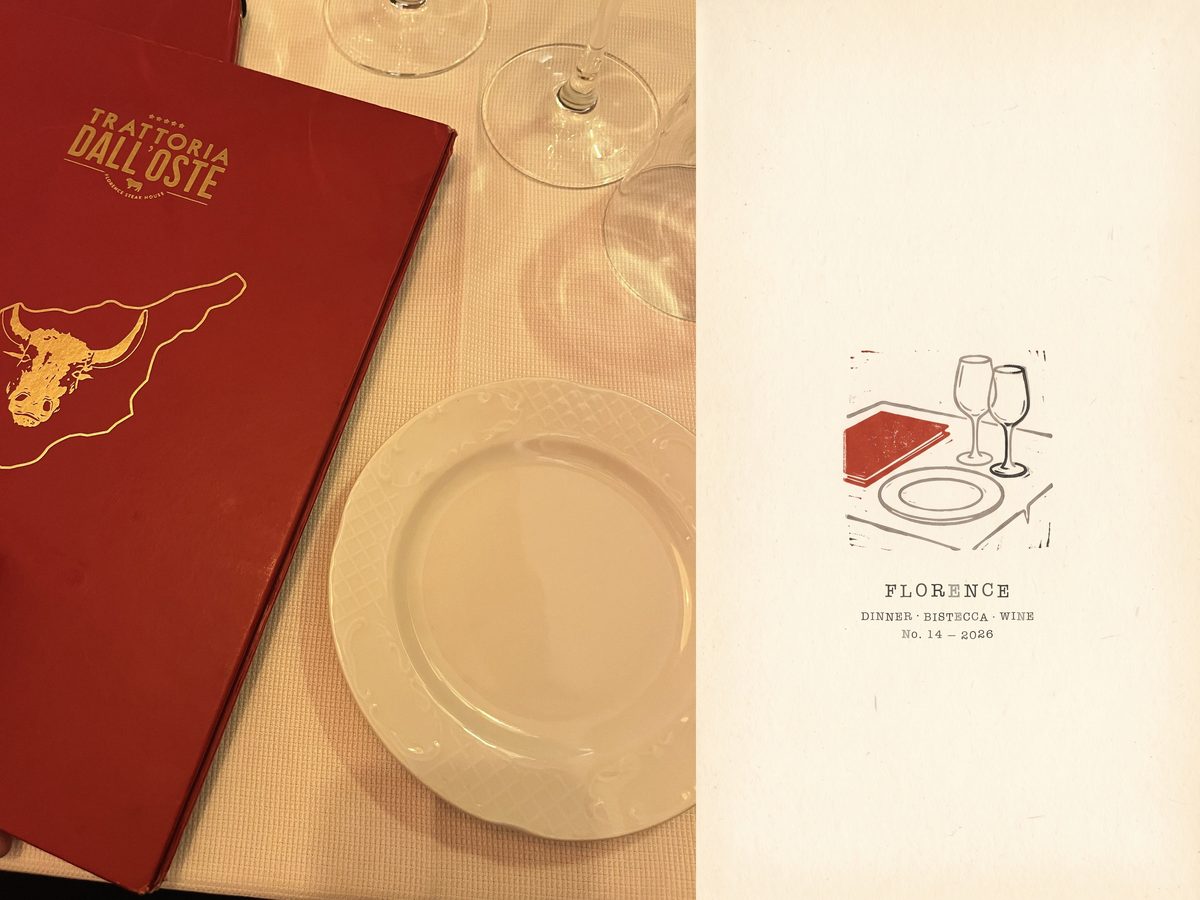 Poster No. 14 — DINNER · BISTECCA · WINE, FLORENCE